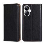 For Realme 10 Pro+ 5G Gloss Oil Solid Color Magnetic Leather Phone Case(Black)
