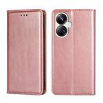 For Realme 10 Pro+ 5G Gloss Oil Solid Color Magnetic Leather Phone Case(Rose Gold)