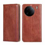 For vivo X90 Pro 5G Gloss Oil Solid Color Magnetic Leather Phone Case(Brown)