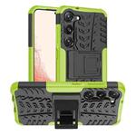 For Samsung Galaxy S23 5G Tire Texture TPU + PC Phone Case with Holder(Green)