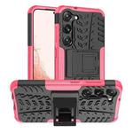 For Samsung Galaxy S23 5G Tire Texture TPU + PC Phone Case with Holder(Pink)