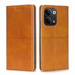 For OPPO Reno9 5G / Reno9 Pro 5G Cow Texture Magnetic Horizontal Flip Leather Phone Case(Light Brown)