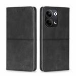 For OPPO Reno9 5G / Reno9 Pro 5G Cow Texture Magnetic Horizontal Flip Leather Phone Case(Black)