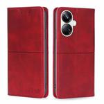 For Realme 10 Pro+ 5G Cow Texture Magnetic Horizontal Flip Leather Phone Case(Red)