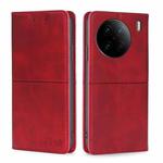 For vivo X90 Pro 5G Cow Texture Magnetic Horizontal Flip Leather Phone Case(Red)