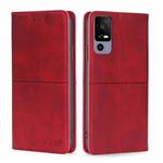 For TCL 40R 5G Cow Texture Magnetic Horizontal Flip Leather Phone Case(Red)