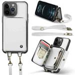 For iPhone 12 Pro Max JEEHOOD C22 Series Zipper Wallet Leather Phone Case with Dual Lanyard(White)