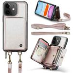 For iPhone 11 JEEHOOD C22 Series Zipper Wallet Leather Phone Case with Dual Lanyard(Rose Gold)