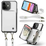 For iPhone 11 JEEHOOD C22 Series Zipper Wallet Leather Phone Case with Dual Lanyard(White)