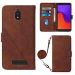 For BLU View 2 2020/2022 Crossbody 3D Embossed Flip Leather Phone Case(Brown)