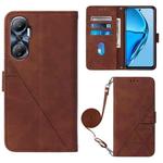 For Infinix Hot 20 4G Crossbody 3D Embossed Flip Leather Phone Case(Brown)