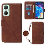 For Infinix Hot 20 5G Crossbody 3D Embossed Flip Leather Phone Case(Brown)