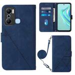 For Infinix Hot 20 Play Crossbody 3D Embossed Flip Leather Phone Case(Blue)