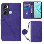 For Infinix Hot 20 Play Crossbody 3D Embossed Flip Leather Phone Case(Purple)