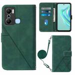 For Infinix Hot 20 Play Crossbody 3D Embossed Flip Leather Phone Case(Dark Green)