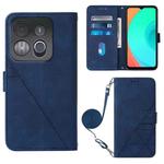 For Infinix Smart 7 Crossbody 3D Embossed Flip Leather Phone Case(Blue)