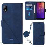 For Moxee m2160 Crossbody 3D Embossed Flip Leather Phone Case(Blue)