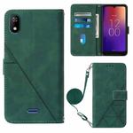 For Moxee m2160 Crossbody 3D Embossed Flip Leather Phone Case(Dark Green)