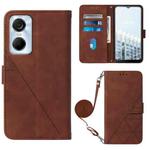 For Tecno Pop 6 Pro Crossbody 3D Embossed Flip Leather Phone Case(Brown)