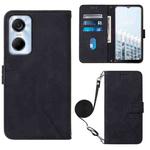 For Tecno Pop 6 Pro Crossbody 3D Embossed Flip Leather Phone Case(Black)