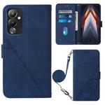 For Tecno Pova 4 Crossbody 3D Embossed Flip Leather Phone Case(Blue)