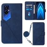 For Tecno Pova 4 Pro Crossbody 3D Embossed Flip Leather Phone Case(Blue)