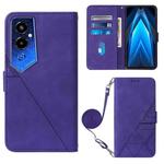 For Tecno Pova 4 Pro Crossbody 3D Embossed Flip Leather Phone Case(Purple)