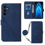 For Tecno Pova Neo 2 Crossbody 3D Embossed Flip Leather Phone Case(Blue)