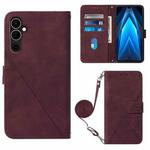 For Tecno Pova Neo 2 Crossbody 3D Embossed Flip Leather Phone Case(Wine Red)