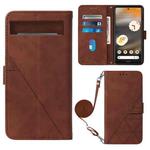 For Google Pixel 7a Crossbody 3D Embossed Flip Leather Phone Case(Brown)