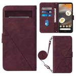 For Google Pixel 7a Crossbody 3D Embossed Flip Leather Phone Case(Wine Red)