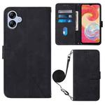 For Samsung Galaxy A04e Crossbody 3D Embossed Flip Leather Phone Case(Black)
