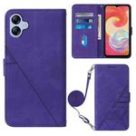 For Samsung Galaxy A04e Crossbody 3D Embossed Flip Leather Phone Case(Purple)