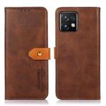 For Motorola Moto X40 Pro KHAZNEH Dual-color Cowhide Texture Flip Leather Phone Case(Brown)