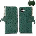 For Samsung Galaxy A04 4G Ostrich Pattern Genuine Leather RFID Phone Case(Green)