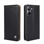 For Realme 10 Pro 5G Non-Magnetic Retro Texture Flip Leather Phone Case(Black)