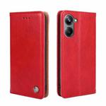 For Realme 10 Pro 5G Non-Magnetic Retro Texture Flip Leather Phone Case(Red)