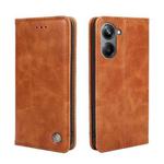 For Realme 10 Pro 5G Non-Magnetic Retro Texture Flip Leather Phone Case(Brown)