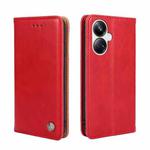For Realme 10 Pro+ 5G Non-Magnetic Retro Texture Flip Leather Phone Case(Red)