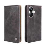 For Realme 10 Pro+ 5G Non-Magnetic Retro Texture Flip Leather Phone Case(Grey)