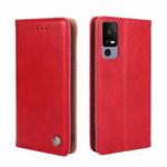 For TCL 40R 5G Non-Magnetic Retro Texture Flip Leather Phone Case(Red)
