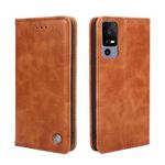 For TCL 40R 5G Non-Magnetic Retro Texture Flip Leather Phone Case(Brown)