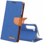 For Samsung Galaxy S23 5G GOOSPERY CANVAS DIARY Fabric Texture Flip Leather Phone Case(Blue)