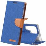 For Samsung Galaxy S23 Ultra 5G GOOSPERY CANVAS DIARY Fabric Texture Flip Leather Phone Case(Blue)