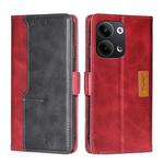 For OPPO Reno9 5G / Reno9 Pro 5G Contrast Color Side Buckle Leather Phone Case(Red + Black)