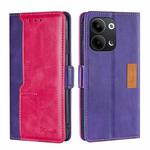 For OPPO Reno9 5G / Reno9 Pro 5G Contrast Color Side Buckle Leather Phone Case(Purple + Rose Red)