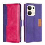 For OPPO Reno9 Pro+ 5G Contrast Color Side Buckle Leather Phone Case(Purple + Rose Red)