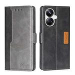 For Realme 10 Pro+ 5G Contrast Color Side Buckle Leather Phone Case(Black + Grey)
