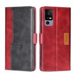 For TCL 40R 5 Contrast Color Side Buckle Leather Phone Case(Red + Black)