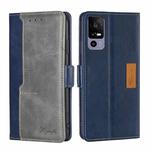 For TCL 40R 5 Contrast Color Side Buckle Leather Phone Case(Blue + Grey)